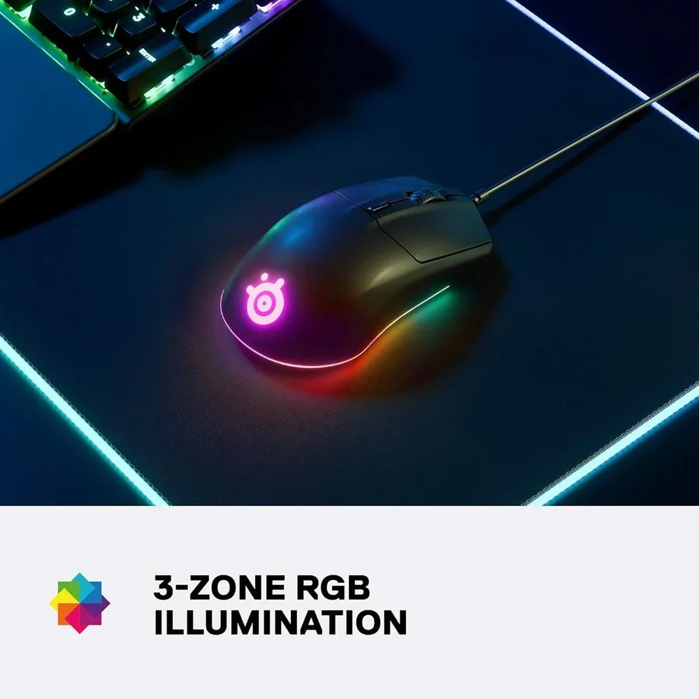 NEW STEELSERIES RIVAL 3 GAMING MOUSE - 8500 CPI TRUE MOVE CORE‎ BLACK